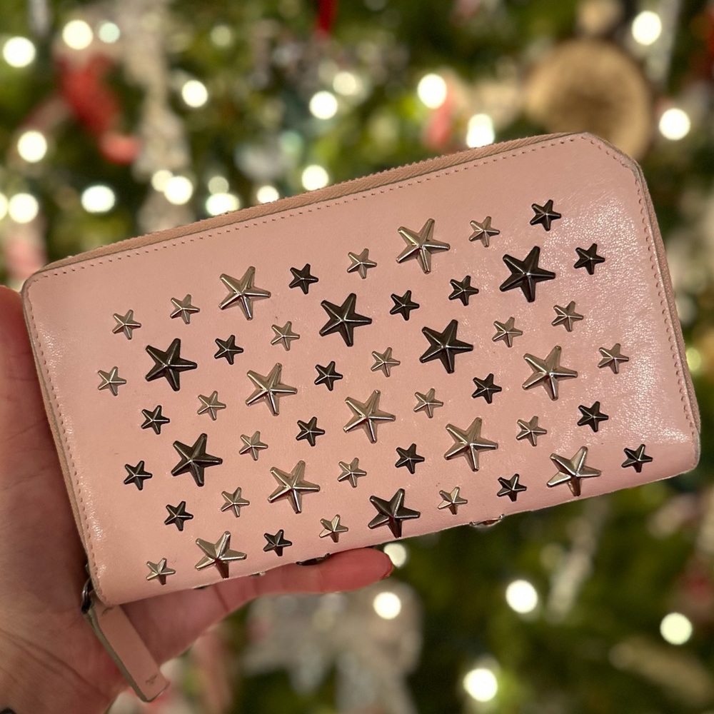 Pink Jimmy Choo Studded Zip Wallet!